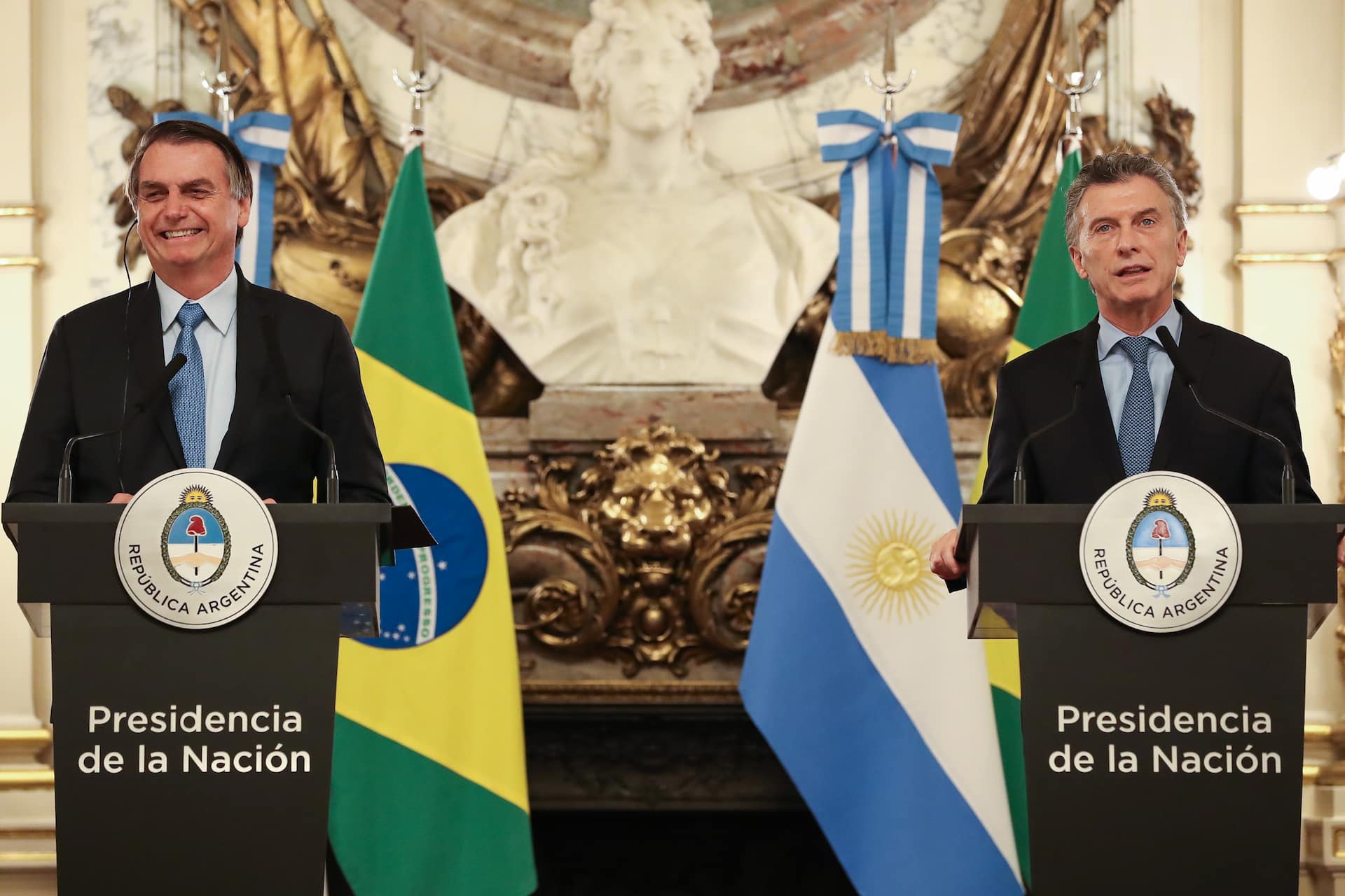 (Buenos Aires - Argentina, 06/06/2019) Presidente da República, Jair Bolsonaro e Presidente da República Argentina, Mauricio Macri durante Declaração Conjunta à Imprensa. Foto: Marcos Corrêa/PR