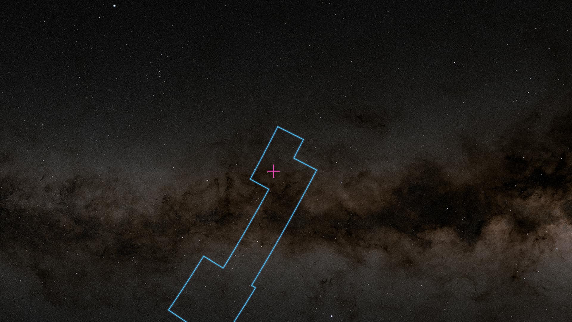 GRB 221009A appeared in the constellation Sagitta, within the dust-rich central plane of our galaxy, as shown in this illustration. The bright star at upper left is Vega. Credit: NASA's Goddard Space Flight Center