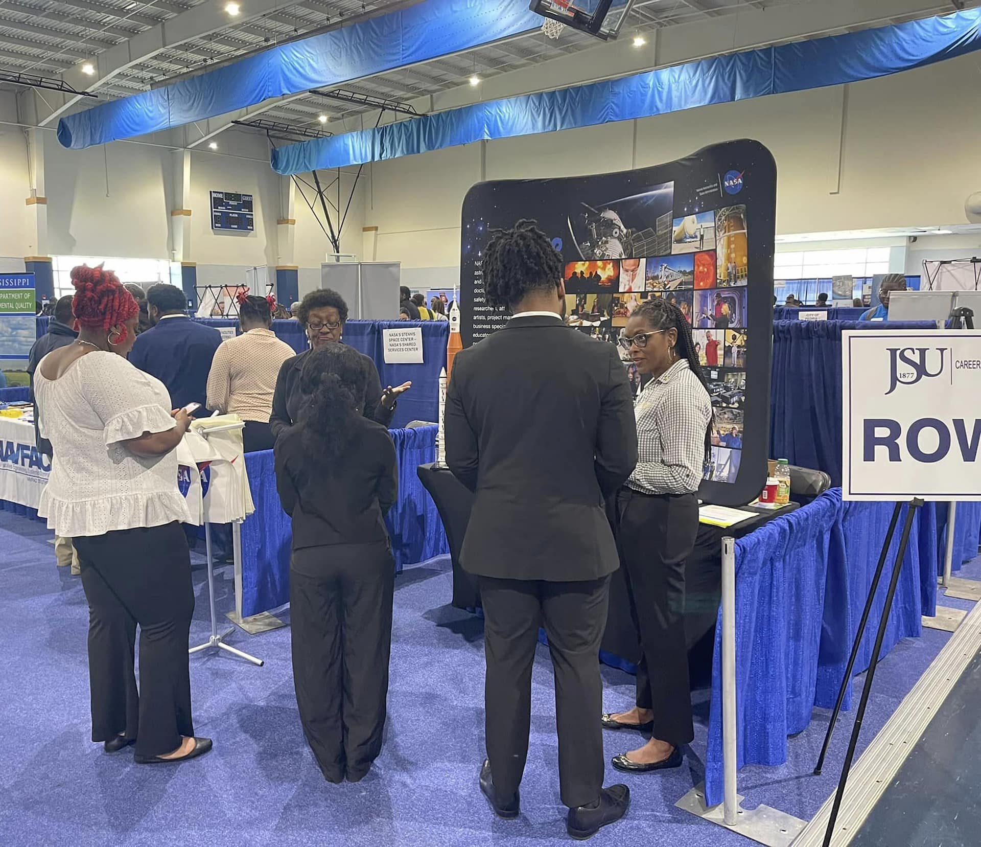 In conjunction with NASA Stennis Capitol Day and Black History Month, NASA Stennis representatives provided information on NASA internships and career opportunities at Jackson State University’s Spring Career Expo on Feb. 22 and participated in the National Society of Black Engineers networking reception on campus Feb. 21. At NASA, space is for everybody.