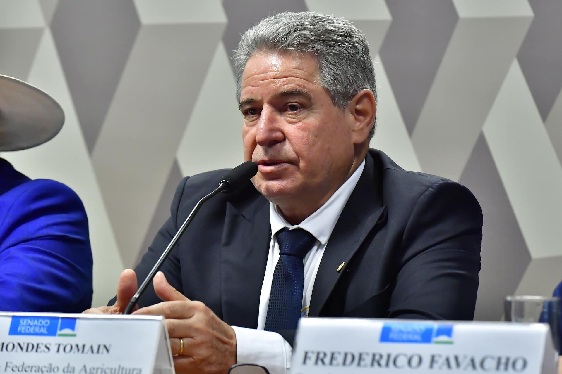 Comissão de Agricultura e Reforma Agrária (CRA) realiza audiência pública destinada a debater os impactos e a constitucionalidade da Moratória da Soja, bem como a recente suspensão da Lei nº 12.709/2024 do Estado de Mato Grosso pelo Supremo Tribunal Federal (STF). Mesa: consultor jurídico da Associação Nacional dos Exportadores de Cereais (Anec), Frederico Favacho. Foto: Waldemir Barreto/Agência Senado